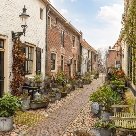 Karakteristieke woningen in de historische binnenstad van Elburg